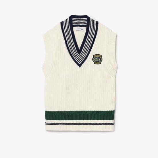 Men's Lacoste Heavy Cotton Badge Accent Tennis Sweater in Cream