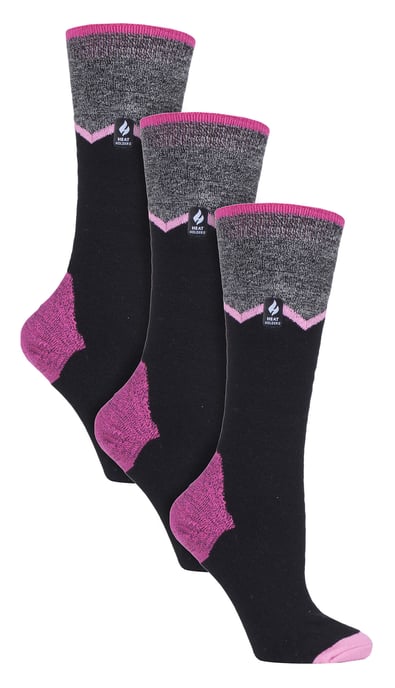 3 Paar Multipack Ultra Lite Damen Skisocken | Wärmehalter | Damen Funky Patterned Striped Knee High Socks - Schwarz Zig Zag - Image 1