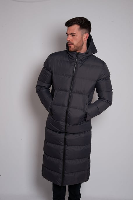 Soulstar Mens Longline Padded Puffer Jacket Hooded