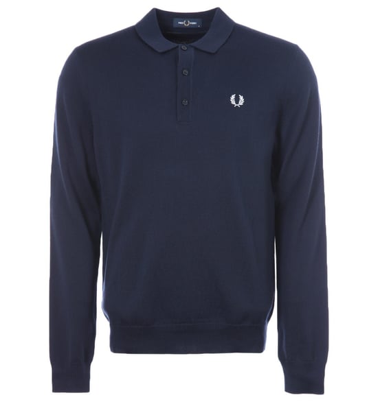 Polo Manches Longues Classic Fred Perry Pour Homme en Bleu Marine - Image 1