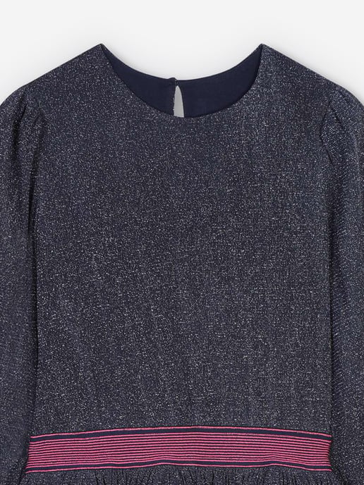 Billieblush Girls Glitter Mesh Dress in Navy