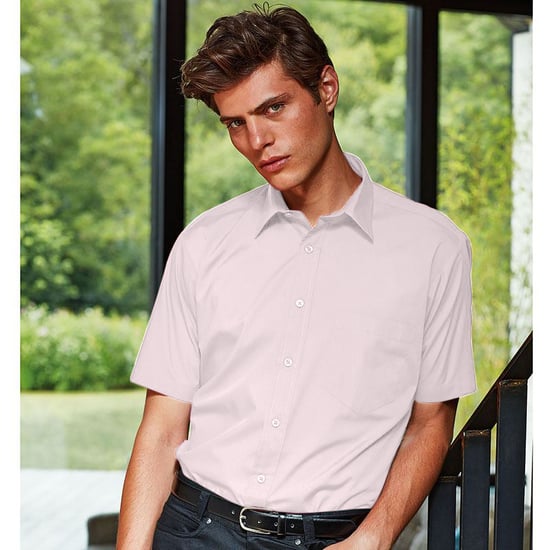 Premier Popelin Herren Hemd, kurzärmlig (Pink) - Image 2