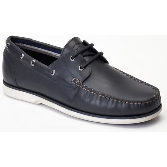 Base London Stern Leder Herren Dunkelblaue Bootsschuhe - Image 1