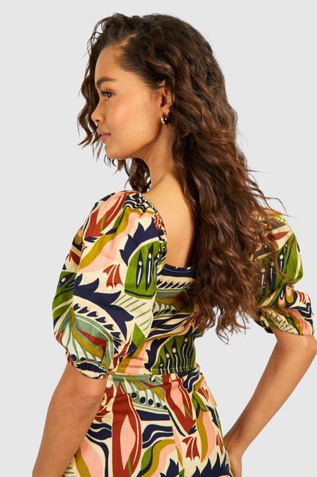 Bohemian Print Linen Look Crop - Image 2