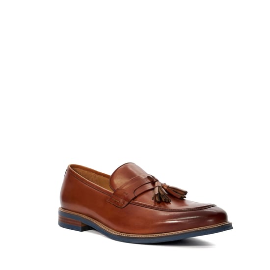 Dune Simley Leder Herren Slipper In Beige - Image 1