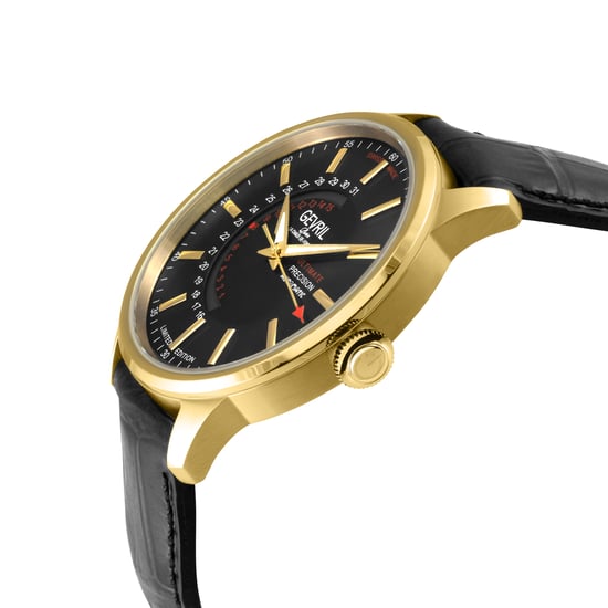 Gevril Herren Guggenheim Sellita SW220 Custom Datum Rad echte italienische handgefertigte schwarze Lederuhr - Image 3