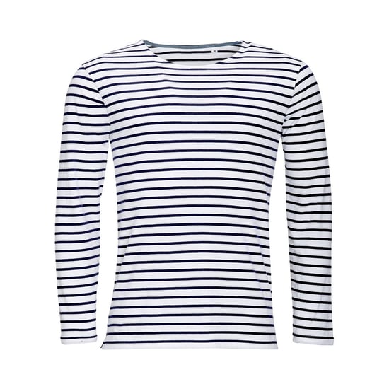 SOLS Mens Marine Long Sleeve Stripe T-Shirt (Weiß/Marine) - Image 1