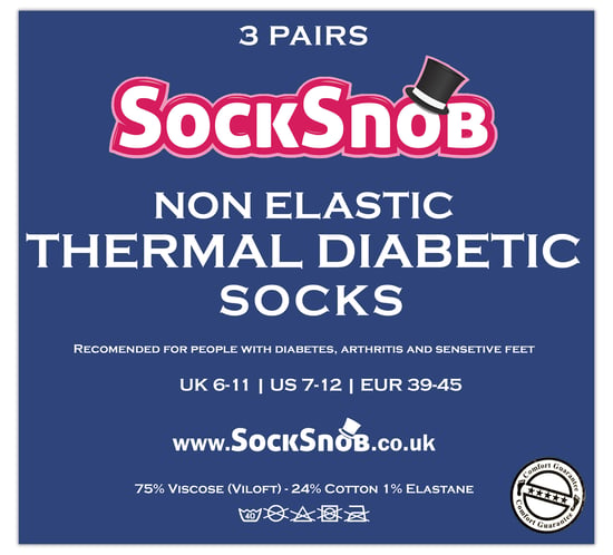 Sock Snob - 12 Paires Chaussettes Homme Diabetiques Thermiques - Noir - Image 2