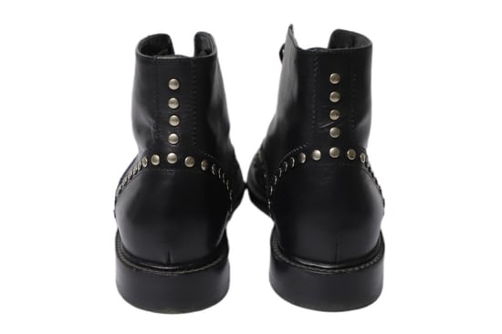 Saint Laurent Army Schnürstiefel mit Nieten aus schwarzem Leder - Image 4