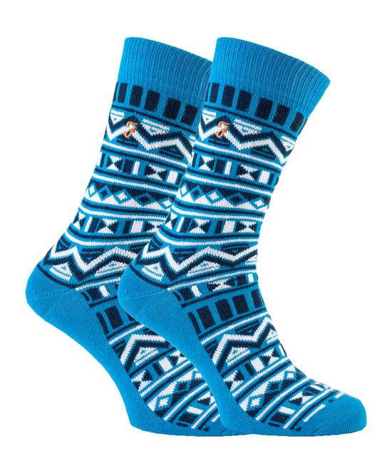 Farah - 2 Paar Herren Funky Vintage gemustert bunte dicke Baumwolle Crew Socken - FVS008COB - Image 1