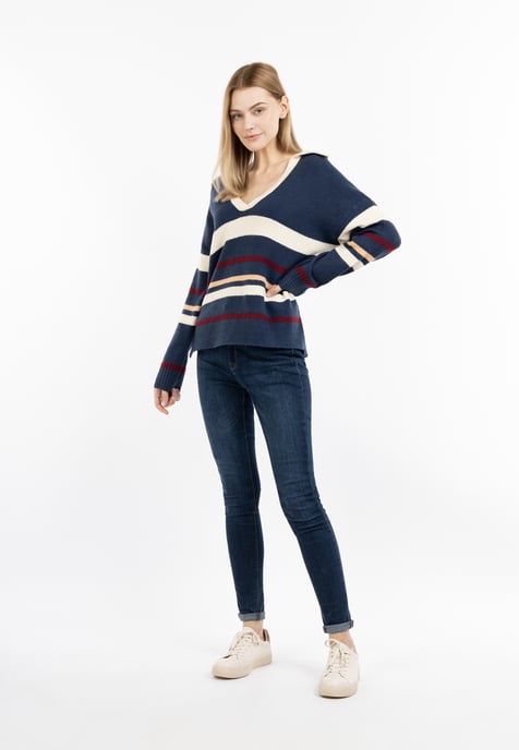 Dreimaster Strickpullover Damen Marine Mehrfarbig - Image 2