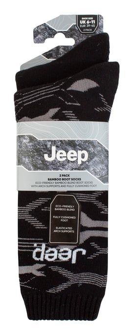 Mens Bamboo Arbeit Boot Socken | Jeep | weich und atmungsaktiv dicken Heavy Duty gepolstert Socken, stricken gerippt Stil Walking Socken - schwarz / Holzkohle - Image 2
