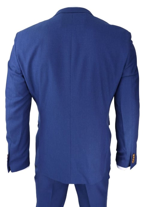 Herren 3-teiliges royalblaues Birdseye-Klassikanzug - Image 3