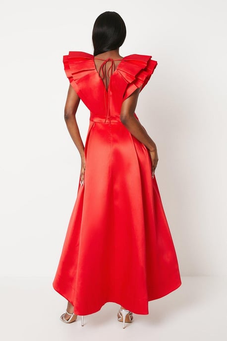 Frill Sleeve V Neck Midi Dress - Image 3