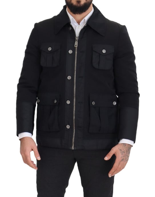 Dolce & Gabbana schwarze Wolljacke für Herren mit Kragen und durchgehendem Reißverschluss - Image 6