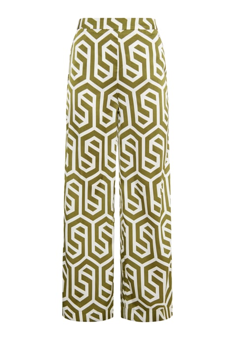 Dreimaster Stoffhose Damen Wollweiss Oliv - Image 1