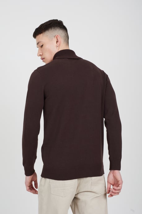 Chocolate 'Hume' Roll Neck Jumper