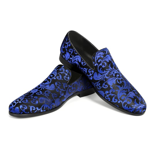 Herren Penny Loafer mit edlem Jacquard Blau - Image 1