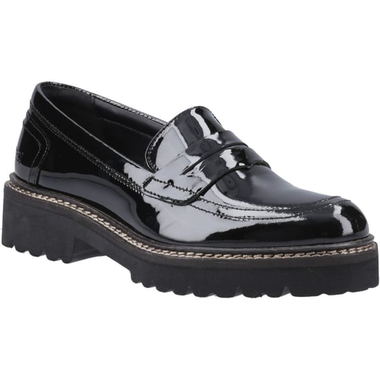 Pod Kenny Leder Damen Schwarz Lack Loafers - Image 1