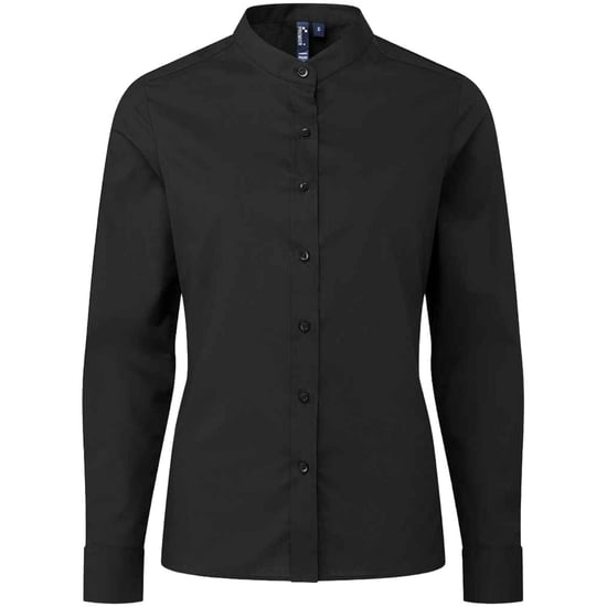 Premier - Formelles Hemd Opa-Kragen für Damen (Schwarz) - Image 1