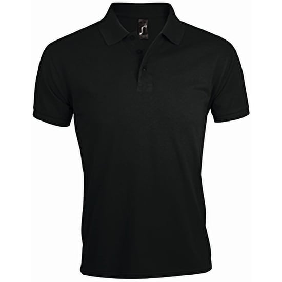 SOLs Mens Prime Pique Plain Short Sleeve Polo Shirt (Schwarz) - Image 1