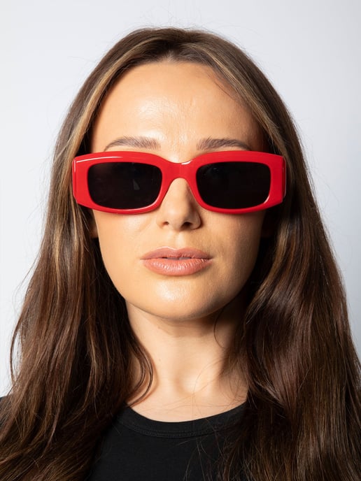 Chunky Rectangle Sunglasses in Red