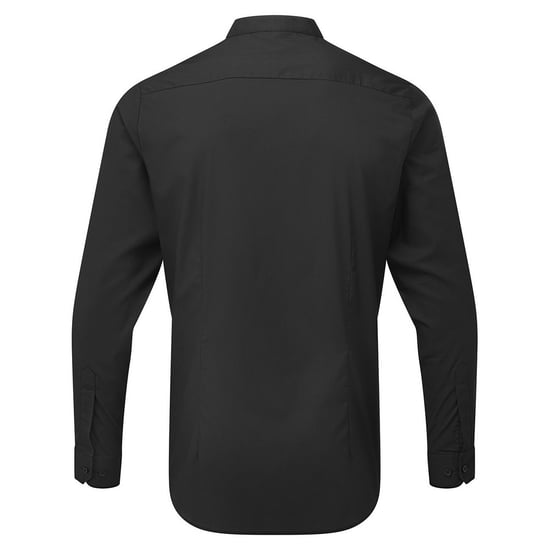 Premier Mens Banded Collar Langärmliges Formales Hemd (Schwarz) - Image 2