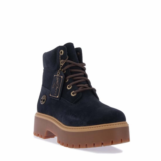 Women's Timberland 6 Inch Lace Up Waterproof Boots in Dark Blue - Image 2