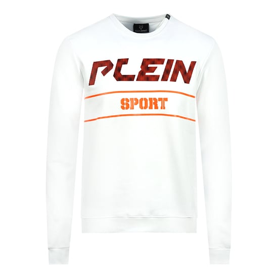 Philipp Plein Sport Orange Bold Logo Weißer Pullover - Image 1
