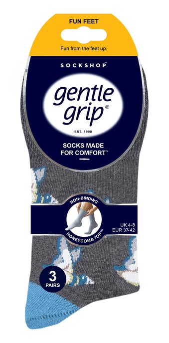 Sanfte Griffigkeit - 6 Paar Damen Socken ohne Gummi - Liebesvögel - Image 2