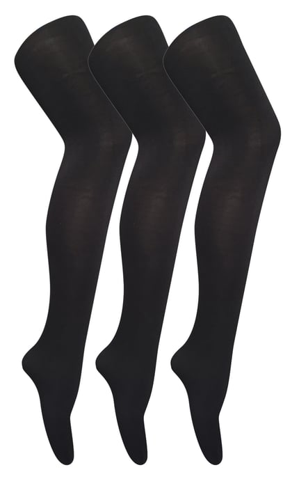 3 Paar Multipack Damen farbige undurchsichtige 80 Denier Strumpfhosen | Socken Snob | einfarbige Blockfarbe Strumpfhosen - Schwarz - Image 1