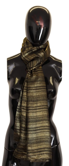 Dolce & Gabbana Damen Metallic Gold Seide Stretch Schal Wrap Schal - Image 5