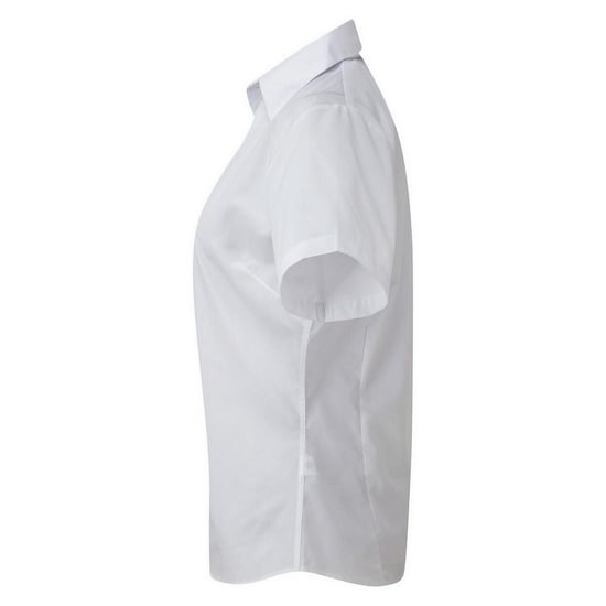 Premier Damen Kurzarm Popeline Bluse / Arbeitshemd (Weiß) - Image 3