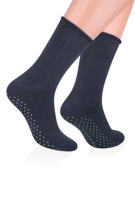 Steven - 1 Paire Homme Chaussettes Coton Antidérapantes Mi-mollet Confortable - Charbon - Image 2