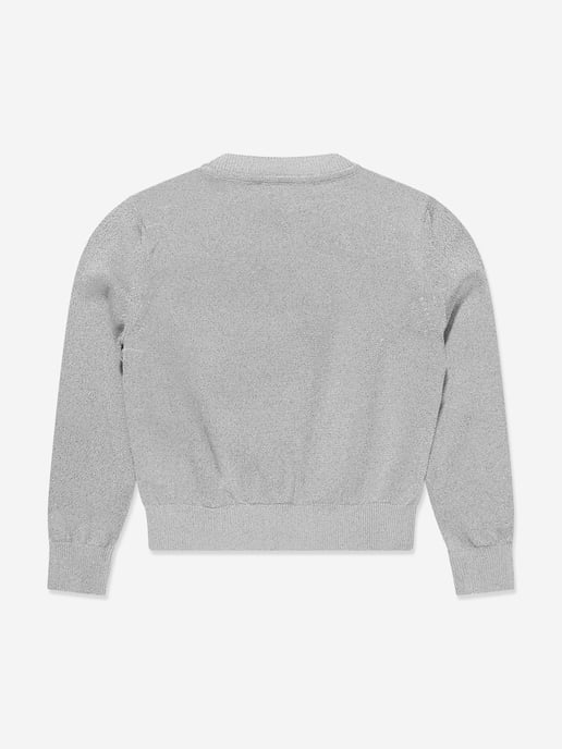 Versace Girls Logo Knitted Sweater in Silver