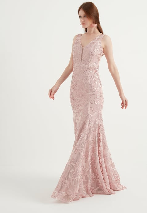 Thick Strap Maxi Evening Dress