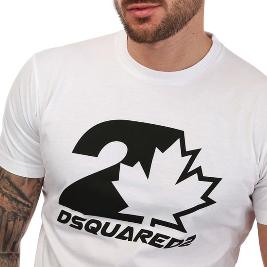 Herren Dsquared2 Ahornblatt Logo T-Shirt In Weiß - Image 3