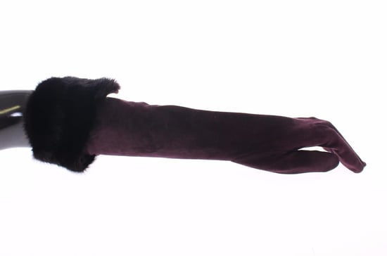 Dolce & Gabbana Women's Purple Mink Fur Goatkin Suede Leather Gloves (Gants en cuir de chèvre en fourrure violette) - Image 4
