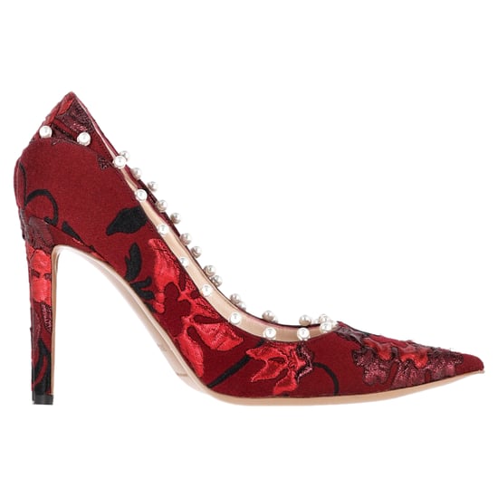 Aquazzura Perlenverzierte Pumps aus roter Baumwolle - Image 1