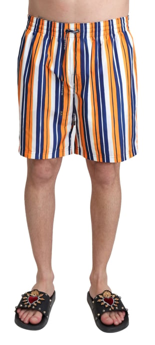 Dolce & Gabbana Men's Multicolor Striped Beachwear Swimshorts