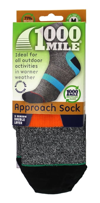 1000 Mile - Herren Approach Repreve Doppel-Lagen Atmungsaktive Blasenfreie Socken - Anthrazit / Orange - Image 2