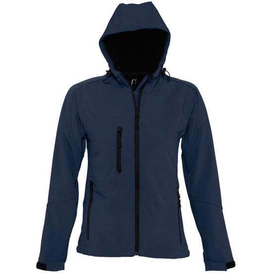 SOLS Womens/Ladies Replay Hooded Soft Shell Jacket (atmungsaktiv, winddicht und wasserabweisend) (French Navy) - Image 1