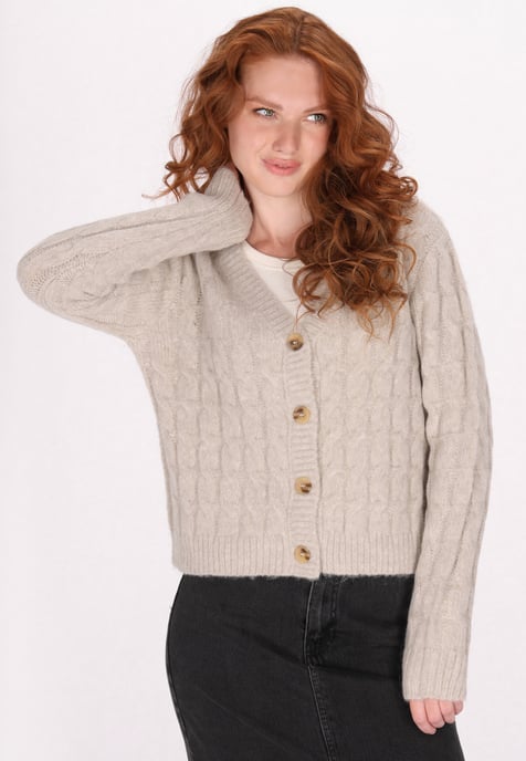 Dreimaster Cardigan Damen Hellbraun Melange - Image 3