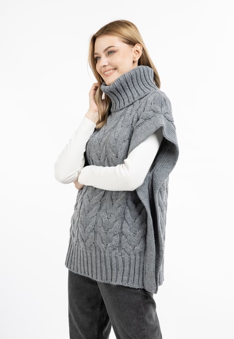 Dreimaster Strickweste Damen DUNKELGRAU MELANGE - Image 3