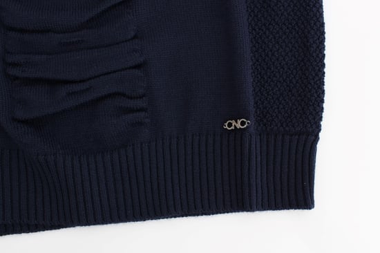 Costume National Pull en laine bleu foncé à col en V pour femme - Image 2