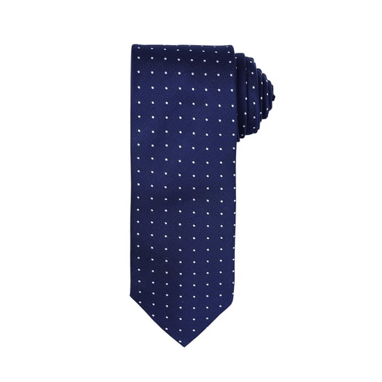 Premier Herren Krawatte mit kleinen Punkt-Muster (Marineblau / Weiß) - Image 1