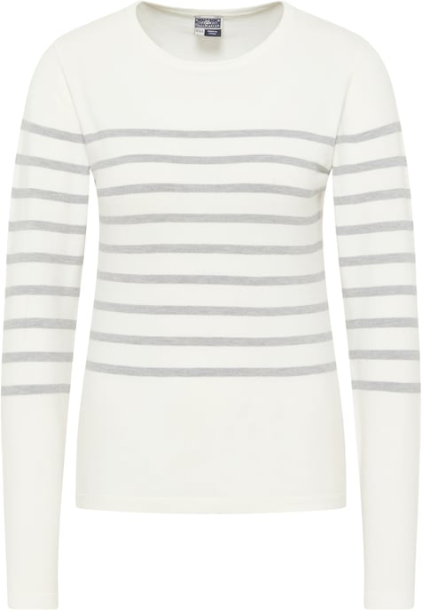 Dreimaster Strickpullover Damen Wollweiss Grau Melange - Image 1