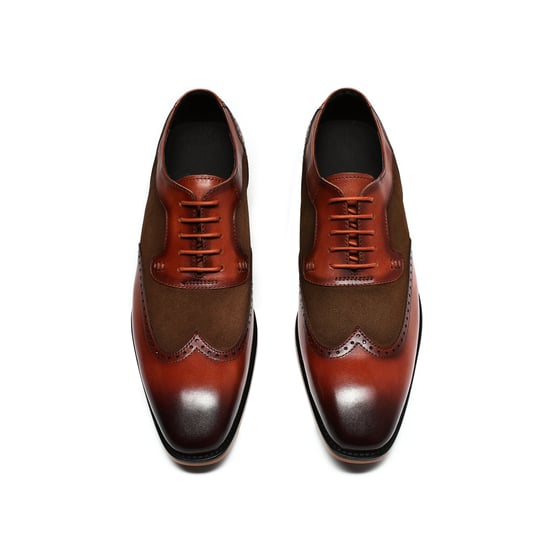 Herrenschuh mit klassischer Ziernaht Business-Schuh Glattleder Halbschuhe Braun - Image 2