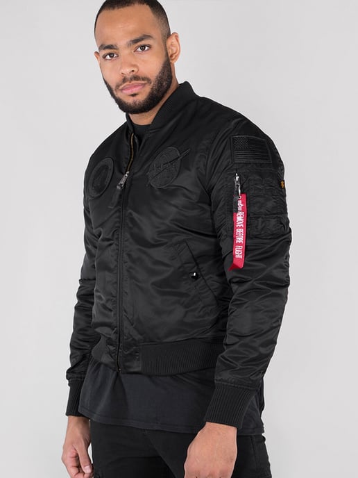 Alpha Industries Herren MA-1 VF NASA Bomberjacke in Schwarz - Image 4