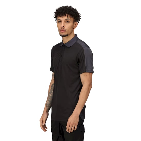 Regatta Contrast Coolweave Pique Polo Shirt (Black/Seal Grey)